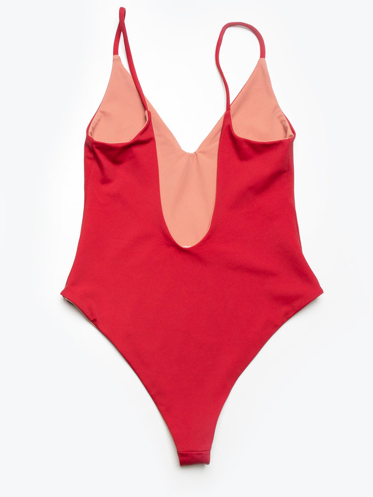 Muskoka Swim one piece reversible women's sustainable swimsuit from the back