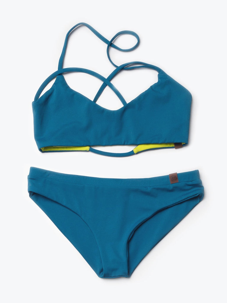 Muskoka Swim crisscross reversible sustainable swim top with bottoms 
